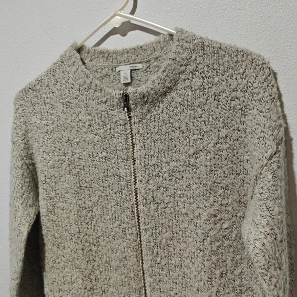Halogen Wool and Mohair Long Sweater Cardigan XS Full Zip Pockets Oversized Cozy - Picture 3 of 6